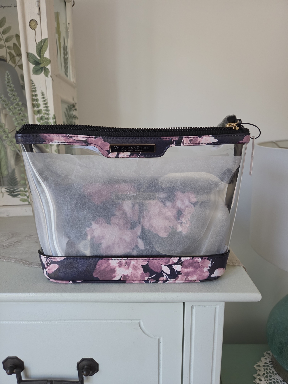 Victoria's Secret Pink Floral Clear Travel Cosmetic Bag